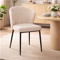 Bardo chaise dossier incurvé en tissu beige