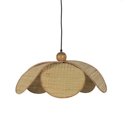 Tulipe suspension arrondie en fibre naturelle tressée 5 pétales