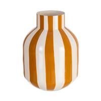Zebri vase blanc à rayures jaune moutarde H25cm