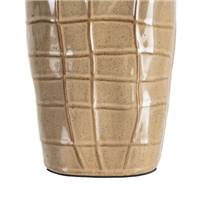 Traisen lampe de table en céramique à carreaux beige et abat-jour lin