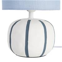 Suria lampe de table en céramique blanc et bleu grand abat-jour tissu H43cm