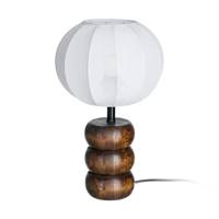 Sorella lampe de table bois 3 niveaux et abat-jour tissu blanc H39,5cm