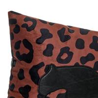 Fauve coussin en velours léopard 50x30 terracotta