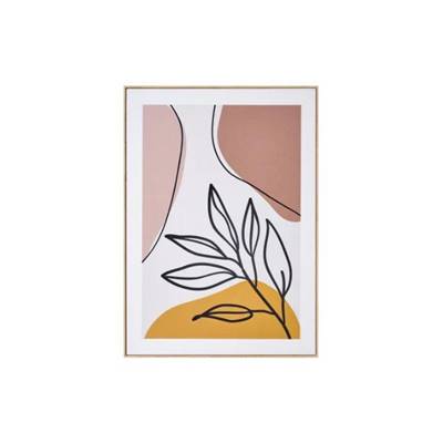 Cotton Tableau imprimé motifs feuille jaune 51x71cm