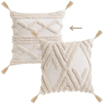 Bali coussin en polycoton 6 losanges écru 45x45cm