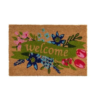 Welle tapis en fibre de coco WELCOME vert 60x40cm
