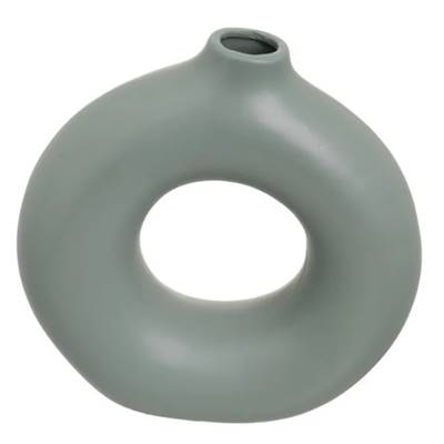 Cubista vase en céramique rond vert