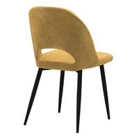 Fenton chaise en velours jaune et pieds en métal noir