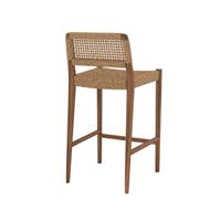 Nolan chaise îlot central d'extérieur en teck vernis et tressé H65cm