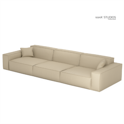 Bloom canapé 4 places en cuir beige