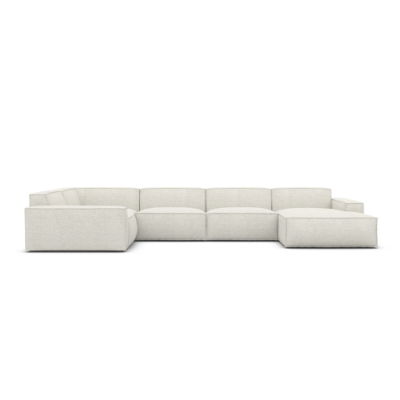 Stacele canapé panoramique d'angle droit en tissu bouclé blanc