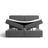 Bolabi lit boxspring 160x200 en tissu texturé gris anthracite avec rangement