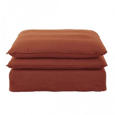 Rodier pouf en lin terracotta