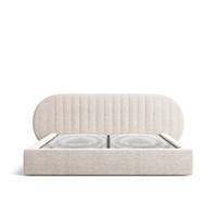 Elizeb lit 180x200 avec rangement en tissu texturé beige
