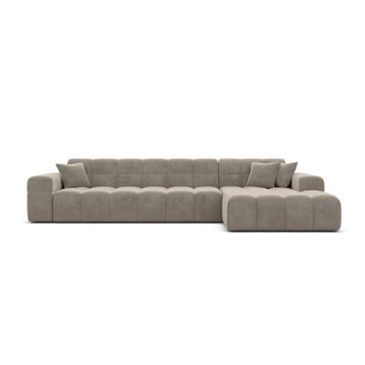 Lomob canapé d'angle droit en velours beige foncé