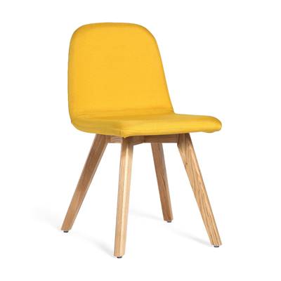 Basi chaise tissu jaune, pieds frêne clair