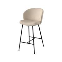 Esmée chaise de bar en tissu bouclé beige et pieds en métal noir H66