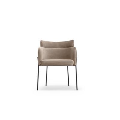 Baita chaise velours gris taupe et pieds métal noir