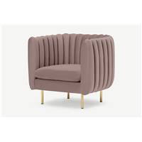 Helma fauteuil en velours rose perle
