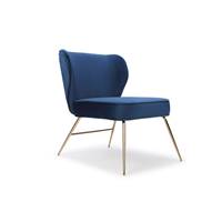 Valo fauteuil velours bleu nuit et métal doré