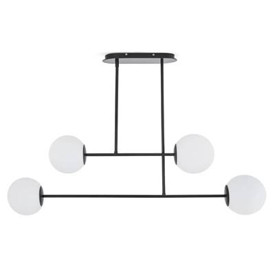 Sakura suspension metal et verre opaline 4 globes