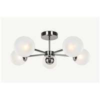 Globe grand plafonnier 5 ampoules noir et verre dpoli