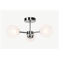 Globe plafonnier 3 ampoules nickel noir et verre dépoli