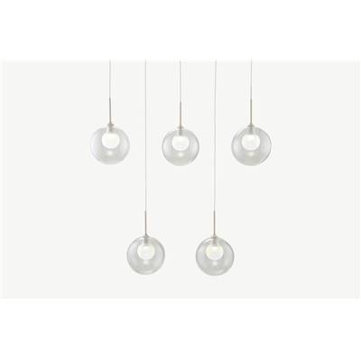 Masako suspension LED 5 ampoules verre ivoire et transparent