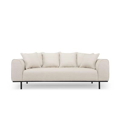 Orel canapé 3 places tissu beige et métal noir
