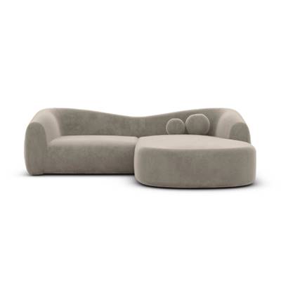 Rico canapé d'angle droit en velours beige foncé