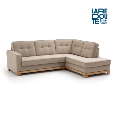 Pertuis canapé d'angle droit convertible sable