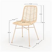 Capurgana chaise en rotin et pieds en métal beige