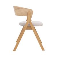 Merka chaise en bois d'hévéa et tissu beige