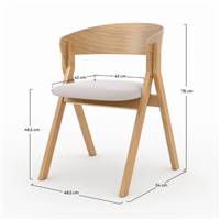 Merka chaise en bois d'hévéa et tissu beige