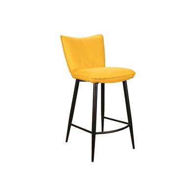 Else chaise de bar en tissu jaune et pieds métal noir H64