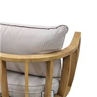 Aleksy fauteuil bois d’acacia et tissu beige naturel