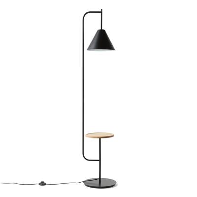 Vestfold lampadaire avec tablette métal noir et bois