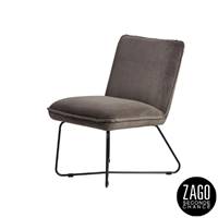 Hall fauteuil en velours gris foncé pieds métal noir