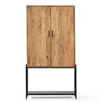 Kosi armoire haute 2 portes acacia naturel et métal