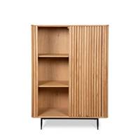 Linea meuble haut 1 porte coulissante chêne naturel et métal