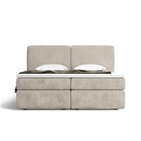 Biloba lit boxspring 180x200 en velours sable avec rangement
