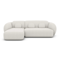 Bulane canapé d'angle gauche en tissu texturé blanc