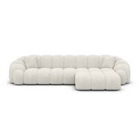 Dolban canapé d'angle droit en tissu bouclé blanc