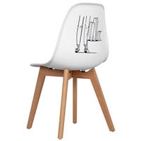 The Boy chaise scandinave d'artiste blanche et dessin noir