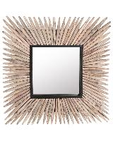 Nature miroir naturel en teck 65x65
