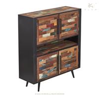 Soho buffet haut bois de bateau recyclé 4 portes H150cm