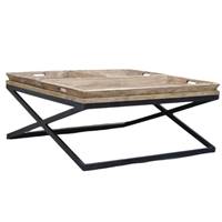 Noe table basse bois naturel et métal noir 100