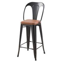 Armo chaise ilot central métal noir et similicuir marron H68