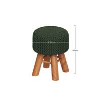 Kink petit tabouret tricot vert kaki et pieds en bois
