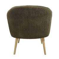 Safir fauteuil en tissu effet laine bouclette vert kaki pieds naturels